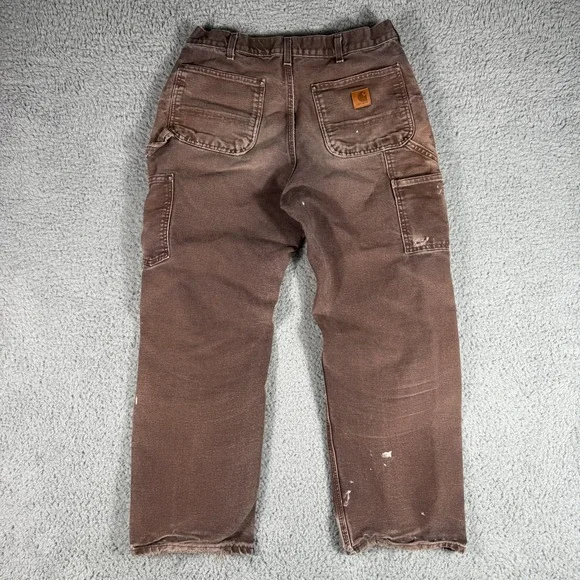 Carhartt Double Knee Jeans 32x29 Faded Thrashed Distressed Paint Splatter